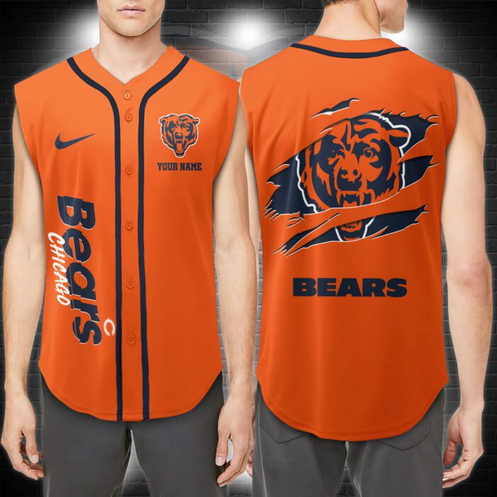 Chicago Bears NFL Personalized Baseball Tank Tops Sleeveless Jersey