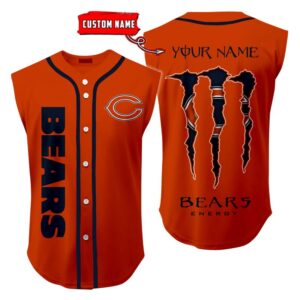 Chicago Bears Sleeveless Baseball Jersey Tank Top Custom Name BBTJ1036