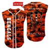 Cincinnati Bengals Camo Sleeveless Baseball Jersey Tank Top Custom Name BBTJ1072