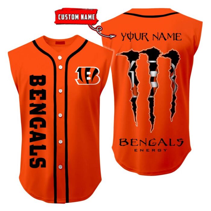Cincinnati Bengals Sleeveless Baseball Jersey Tank Top Custom Name BBTJ1039