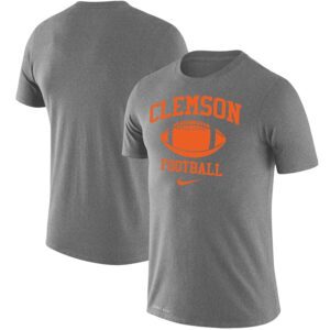 Clemson Tigers Legend Retro Football Performance T-Shirt - Heathered Charcoal