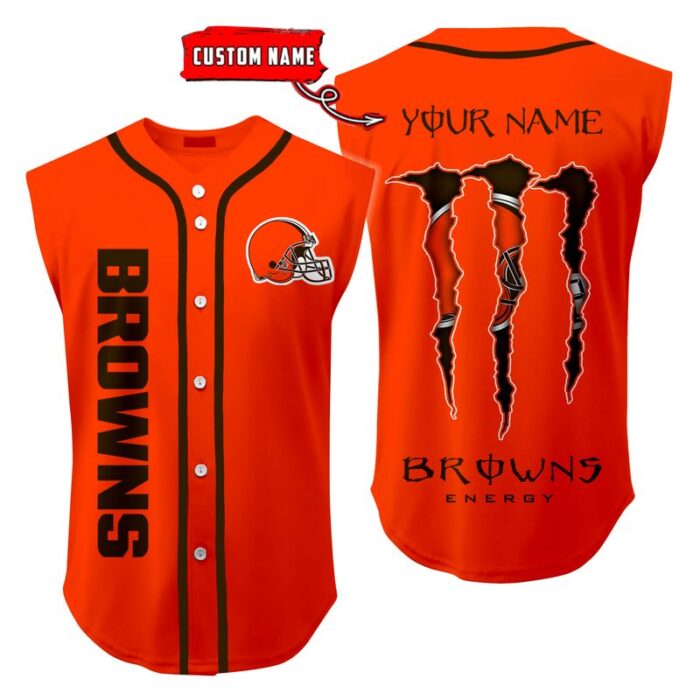 Cleveland Browns Sleeveless Baseball Jersey Tank Top Custom Name BBTJ1041