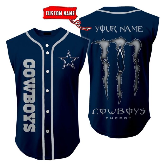 Dallas Cowboys Sleeveless Baseball Jersey Tank Top Custom Name BBTJ1040