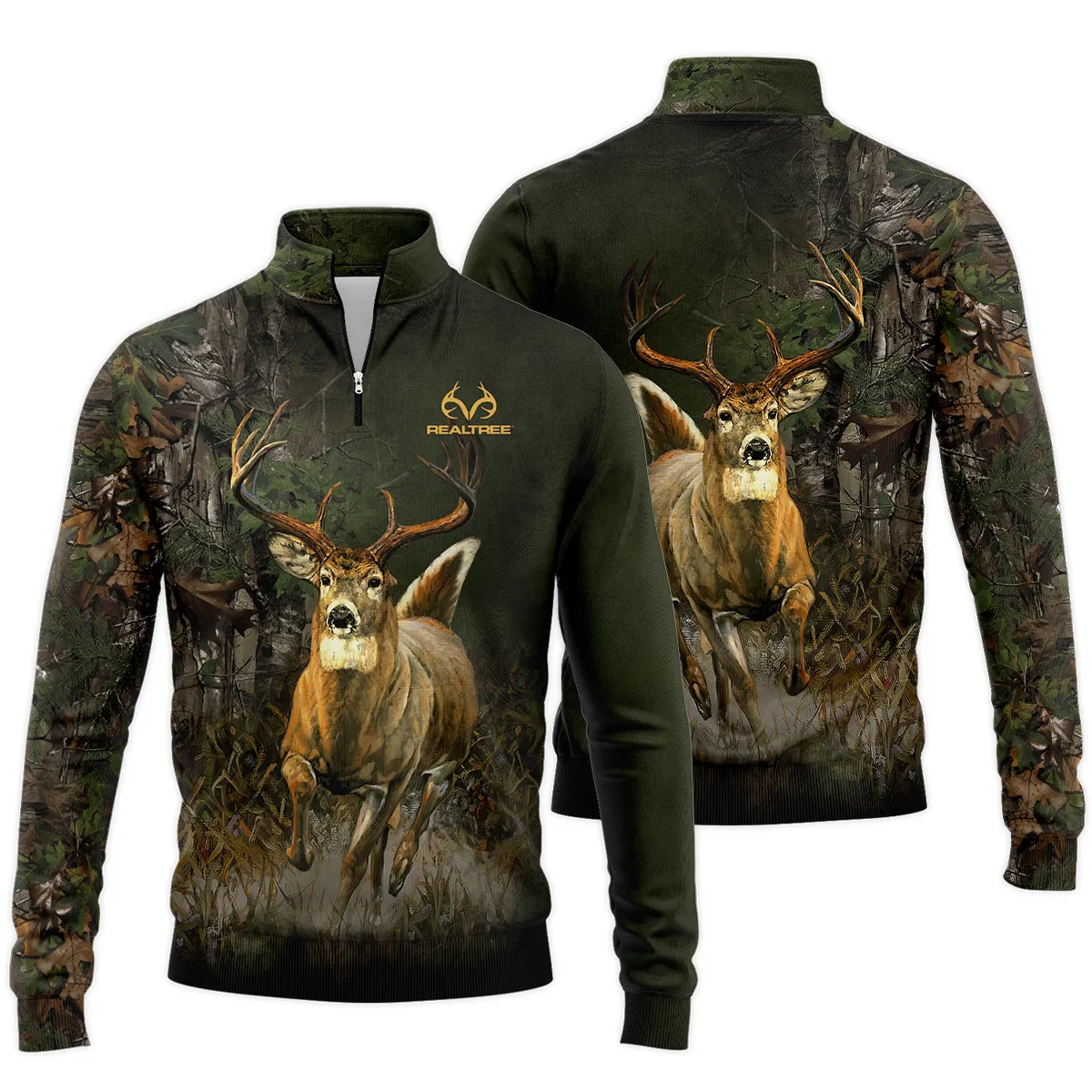 Deer Hunting Loves Camo Green Realtree s Quarter-Zip Jacket