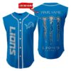 Detroit Lions Sleeveless Baseball Jersey Tank Top Custom Name BBTJ1060