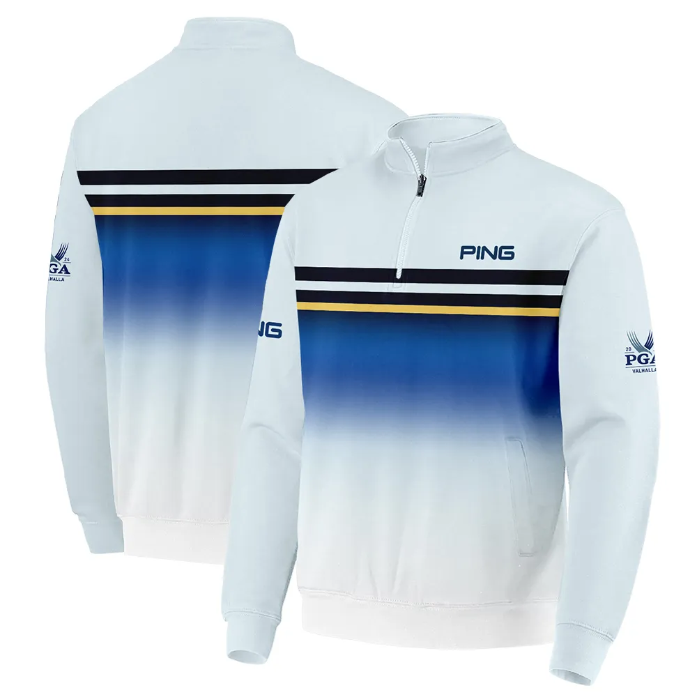 Golf 2024 PGA Championship Ping Quarter-Zip Jacket Sports Light Blue Black Stripe Quarter-Zip Jacket