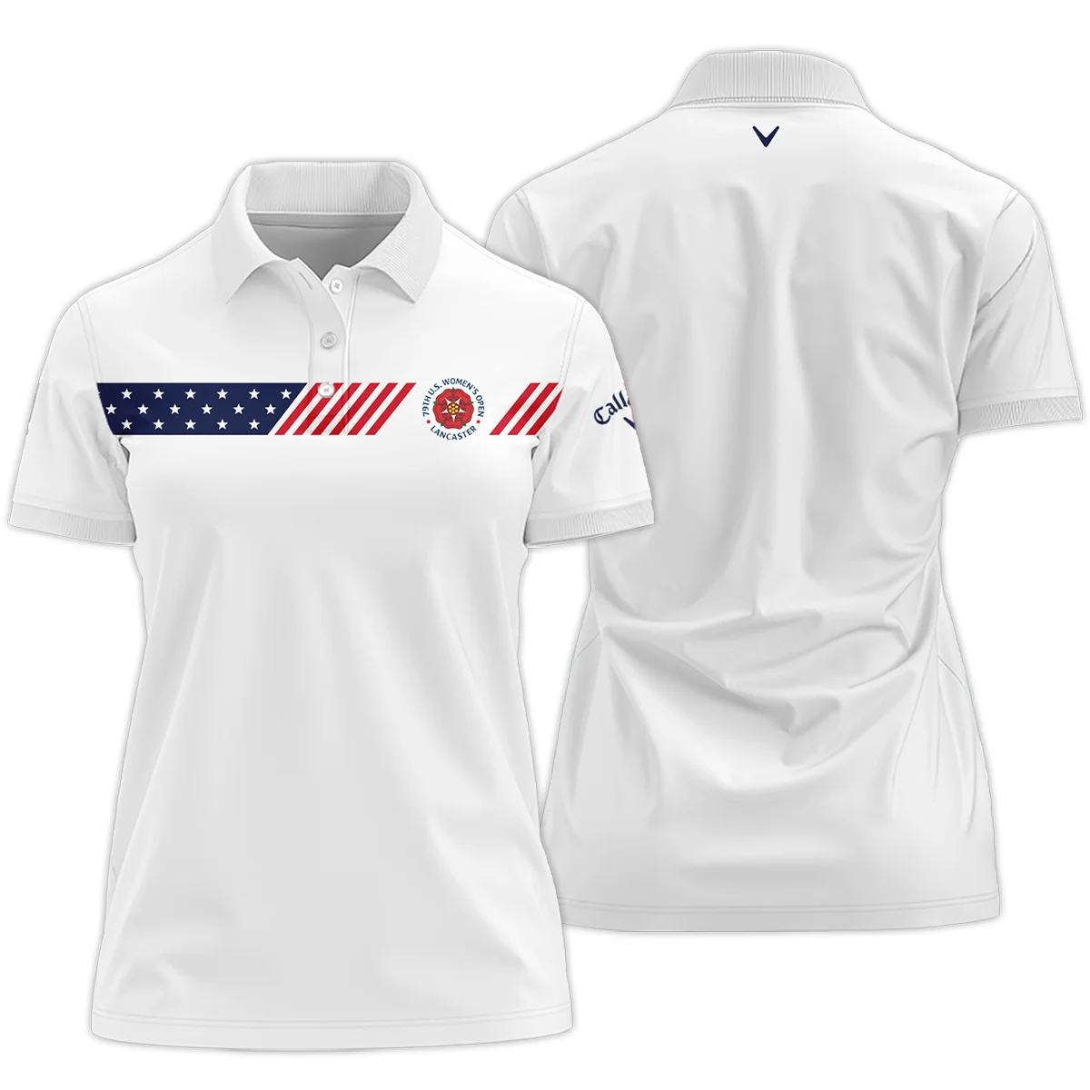 Golf American Flag White Callaway 79th U.S. Women's Open Lancaster Short Polo Shirt