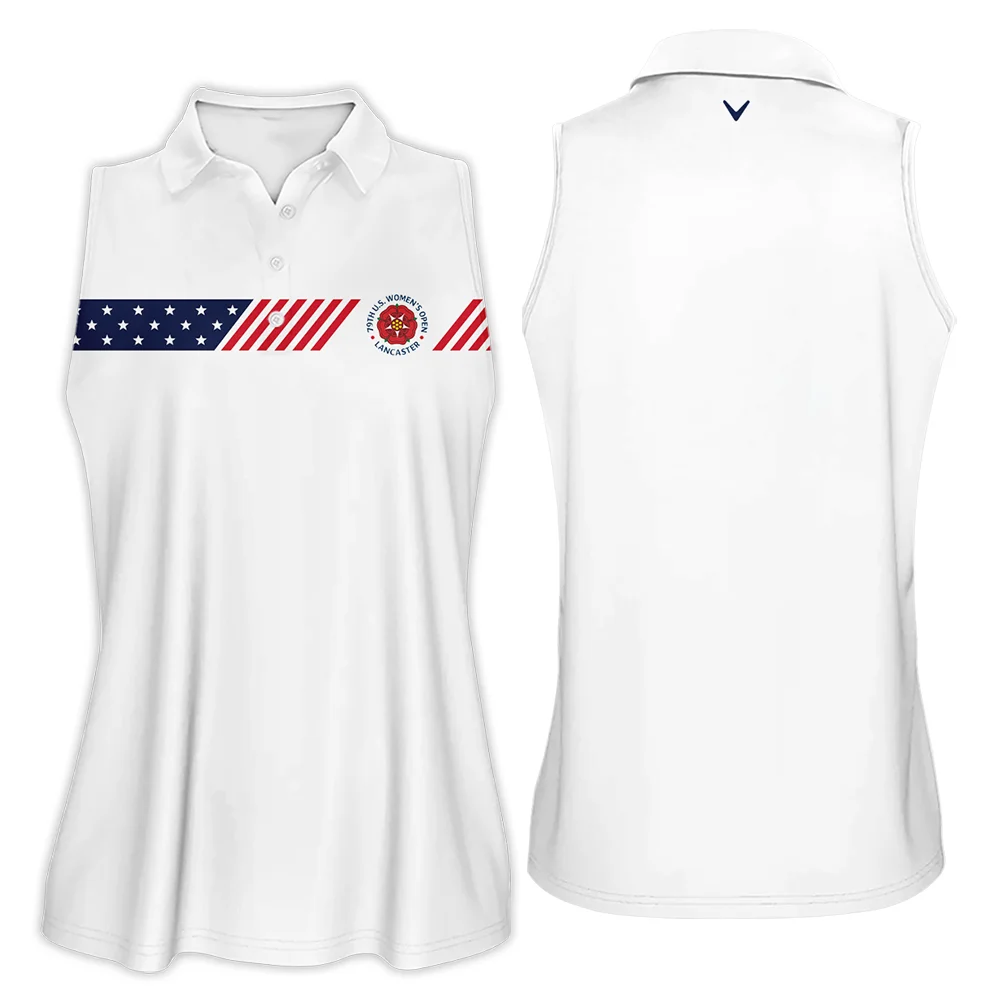 Golf American Flag White Callaway 79th U.S. Women's Open Lancaster Sleeveless Polo Shirt