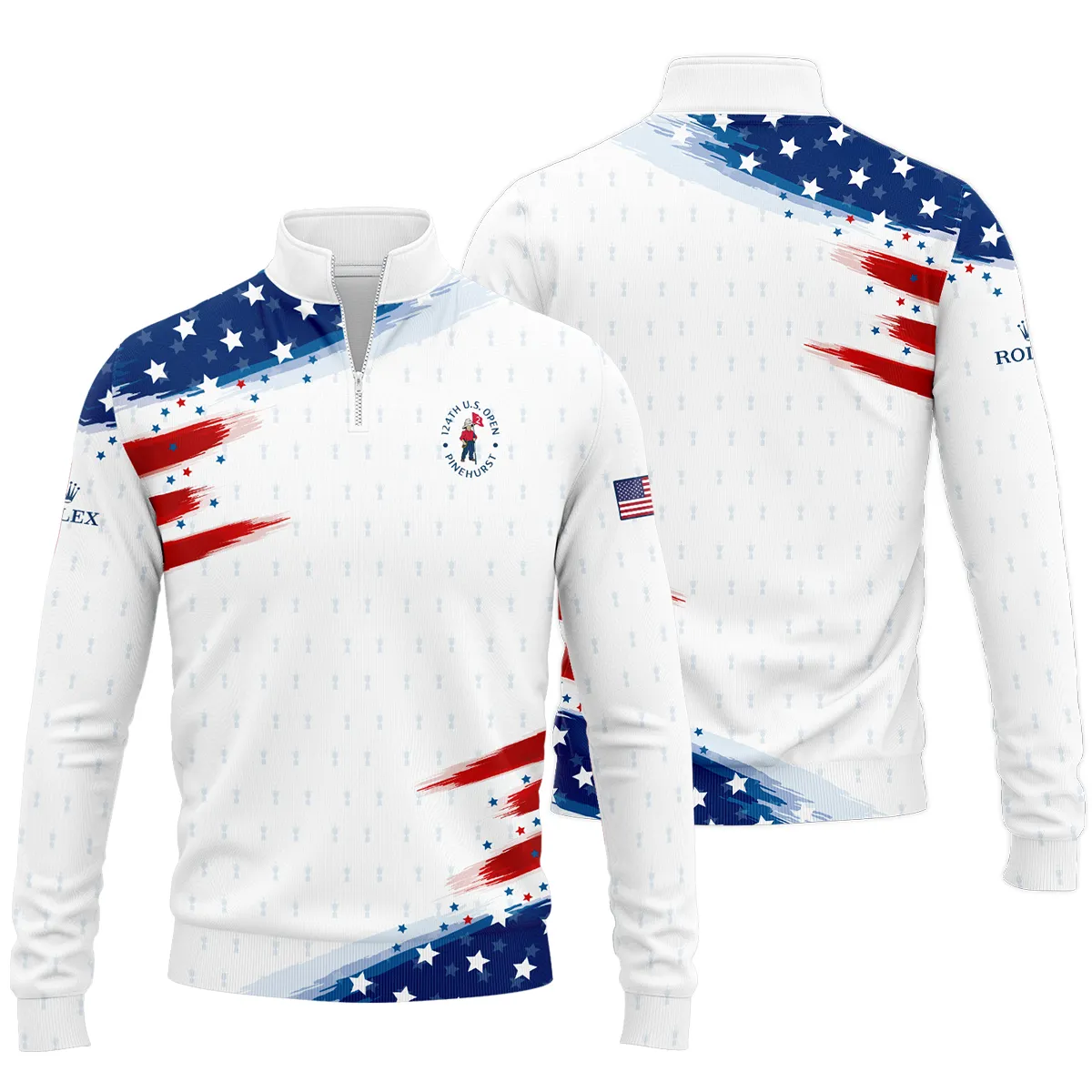 Golf Flag American Loves 124th U.S. Open Pinehurst Rolex Quarter-Zip Jacket Style Classic