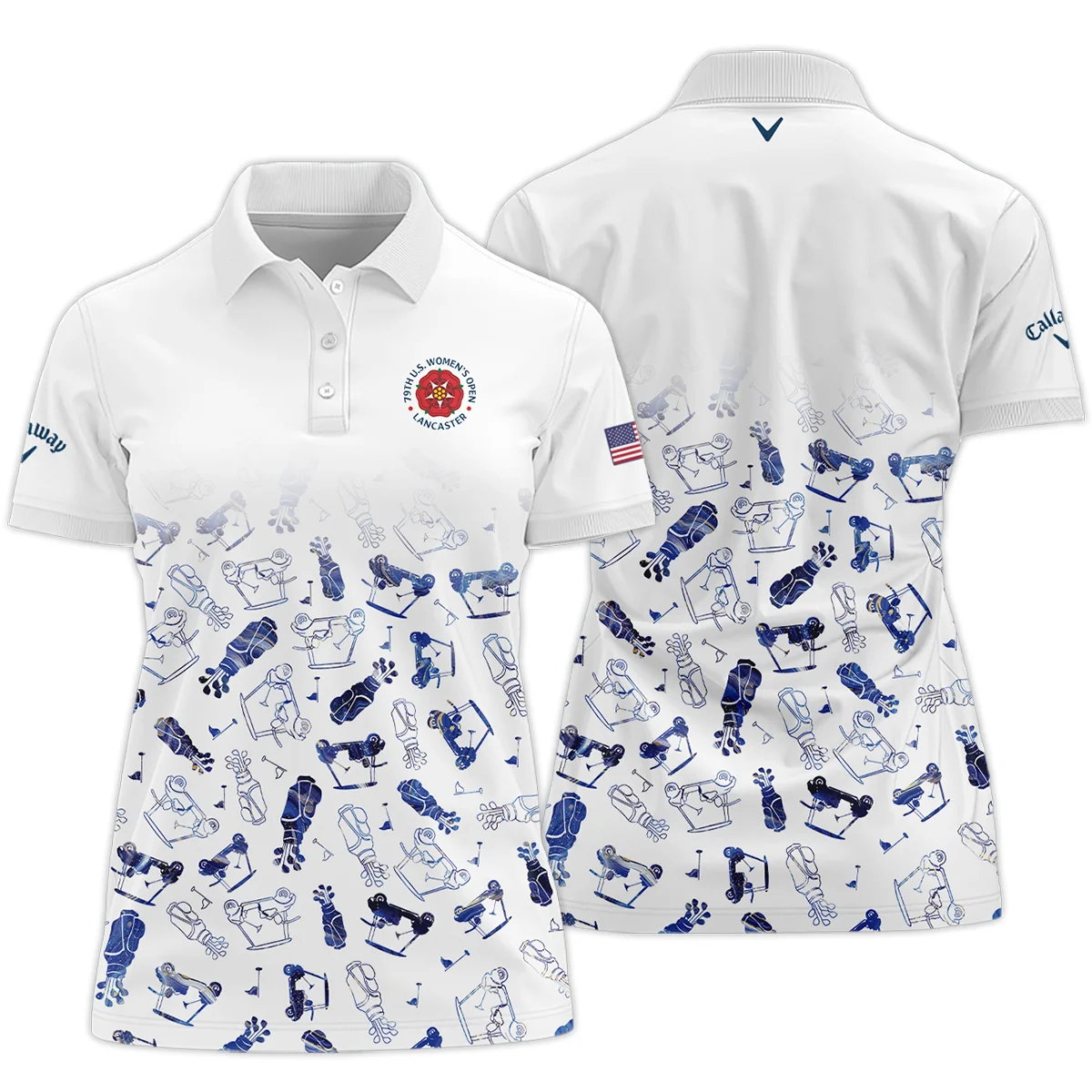 Golf Icon Abstract Pattern 79th U.S. Women's Open Lancaster Callaway Short Polo Shirt