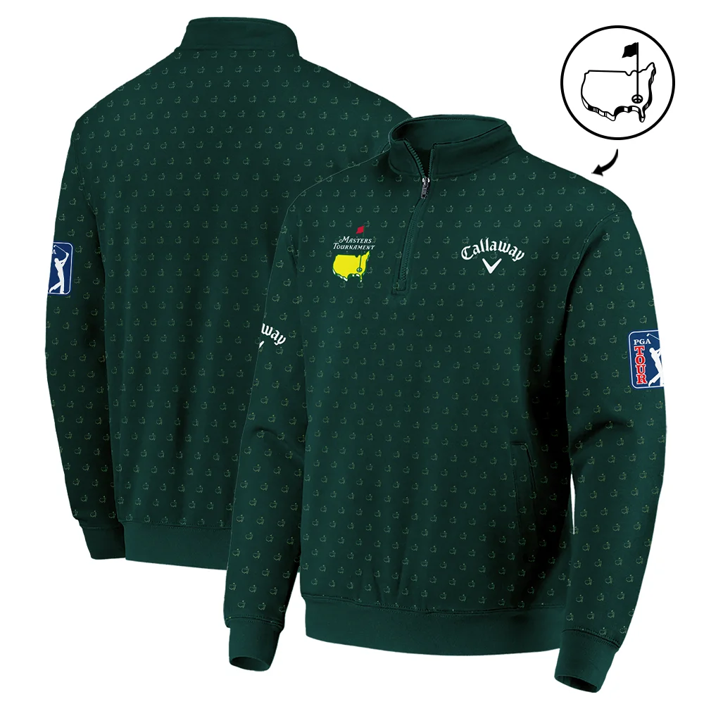 Golf Masters Tournament Callaway Quarter-Zip Jacket Logo Pattern Gold Green Golf Sports Quarter-Zip Jacket