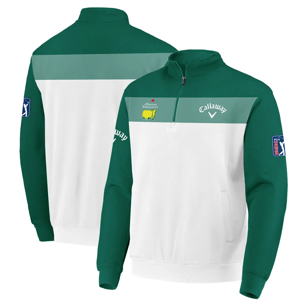 Golf Masters Tournament Callaway Quarter-Zip Jacket Sports Green And White Quarter-Zip Jacket