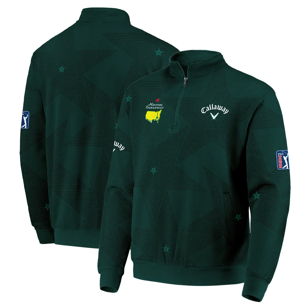 Golf Masters Tournament Callaway Quarter-Zip Jacket Stars Dark Green Golf Sports Quarter-Zip Jacket