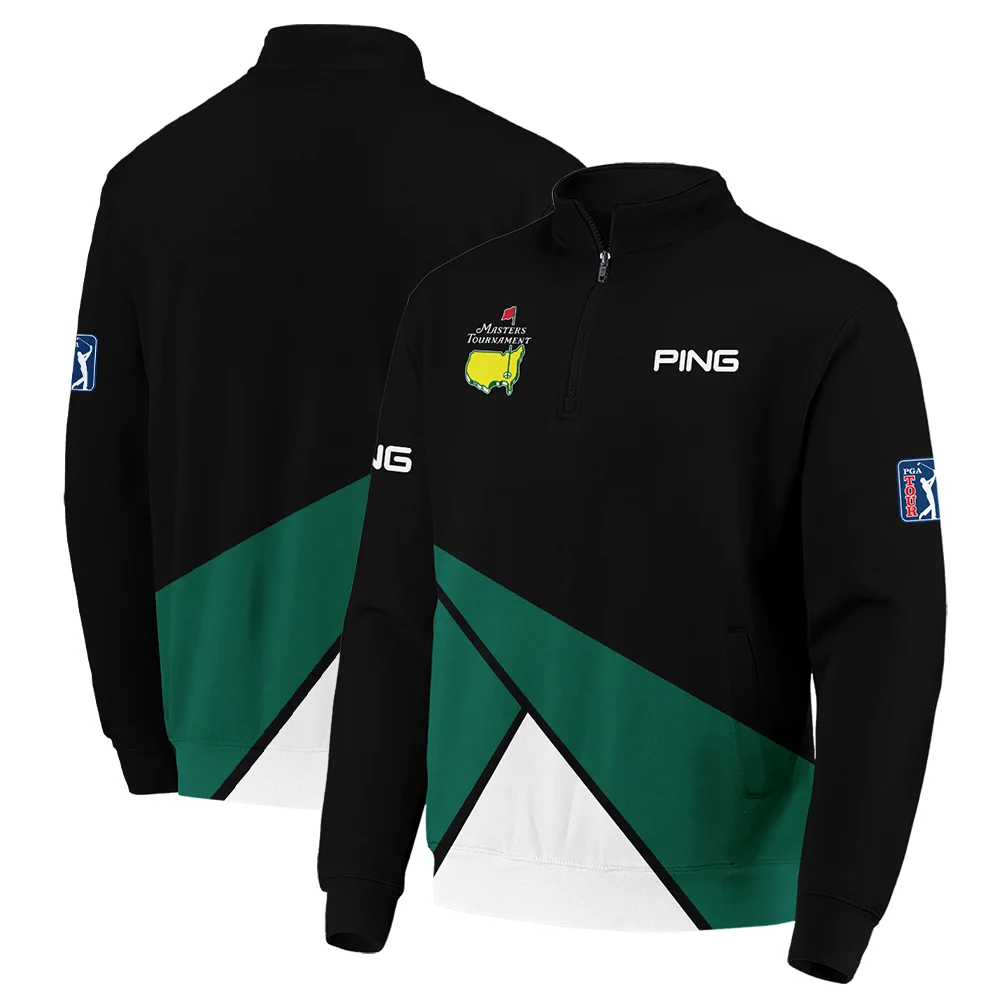 Golf Masters Tournament Ping Quarter-Zip Jacket Black And Green Golf Sports Quarter-Zip Jacket