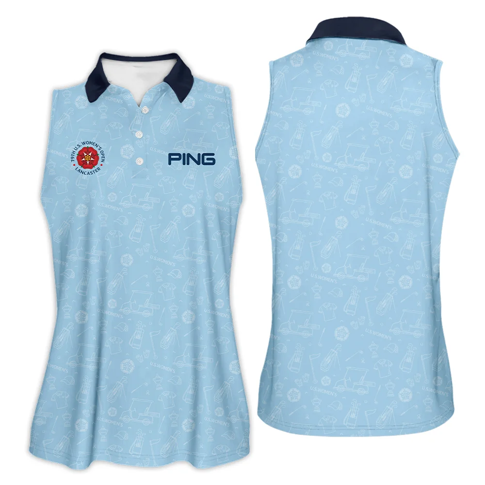 Golf Pattern Blue 79th U.S. Women's Open Lancaster Ping Sleeveless Polo Shirt Golf Sport Sleeveless Polo Shirt