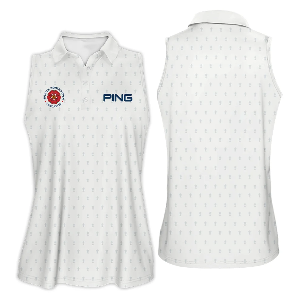 Golf Pattern Cup 79th U.S. Women's Open Lancaster Ping Sleeveless Polo Shirt Golf Sport White Sleeveless Polo Shirt