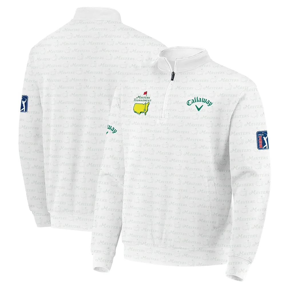 Golf Pattern Masters Tournament Callaway Quarter-Zip Jacket White And Green Color Golf Sports Quarter-Zip Jacket