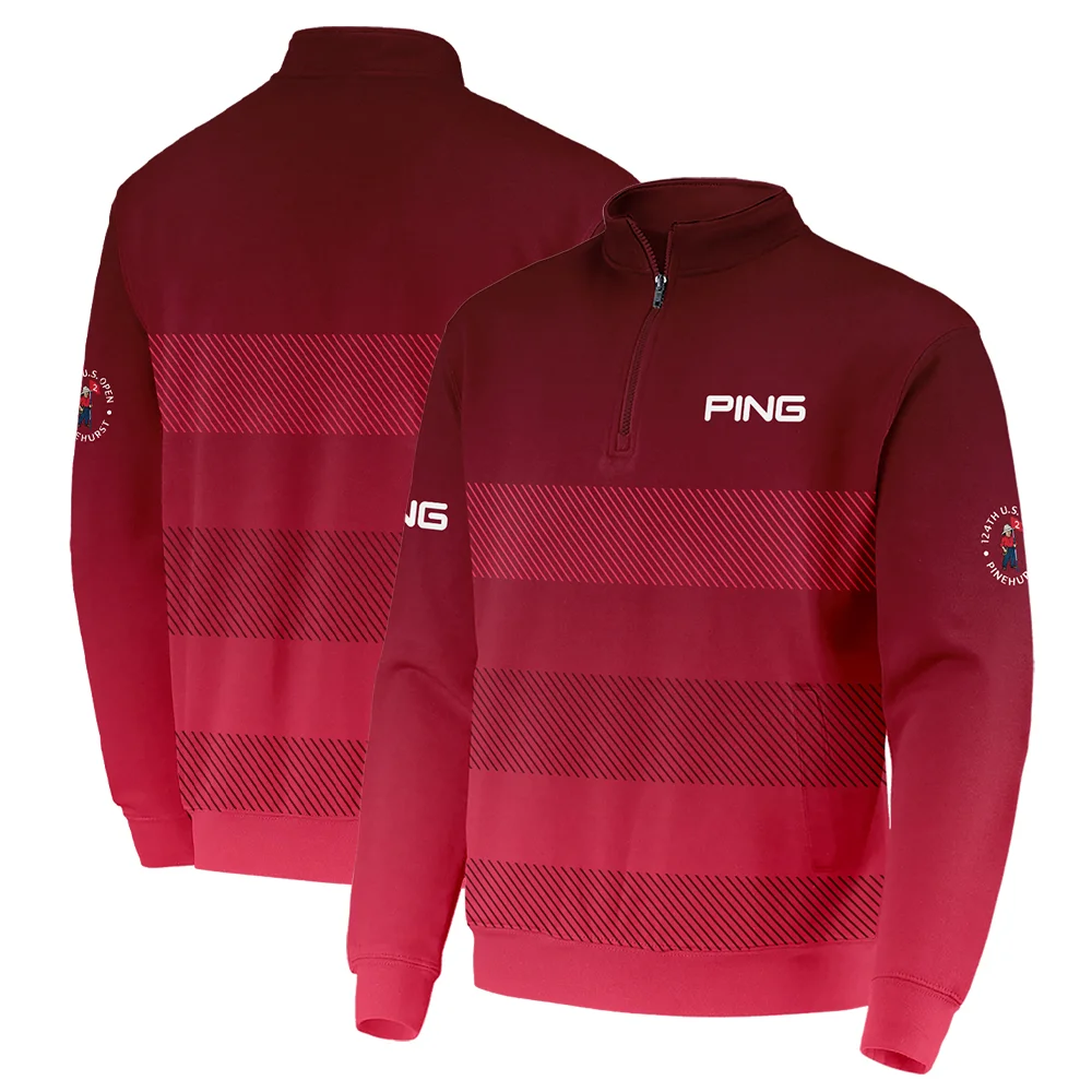 Golf Ping 124th U.S. Open Pinehurst Sports Quarter-Zip Jacket Red Gradient Stripes Pattern Quarter-Zip Jacket