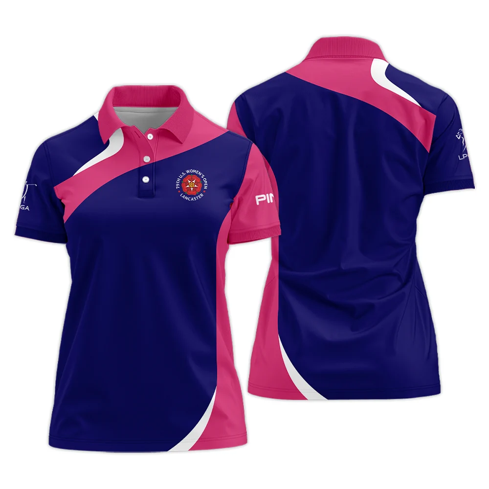 Golf Sport 79th U.S. Women's Open Lancaster Ping Polo Shirt Navy Mix Pink Polo Shirt