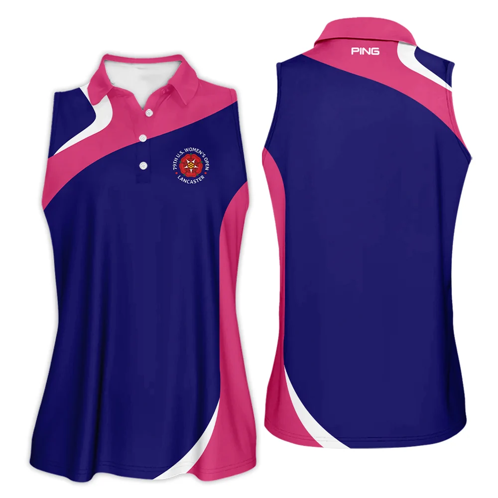 Golf Sport 79th U.S. Women's Open Lancaster Ping Sleeveless Polo Shirt Navy Mix Pink Sleeveless Polo Shirt