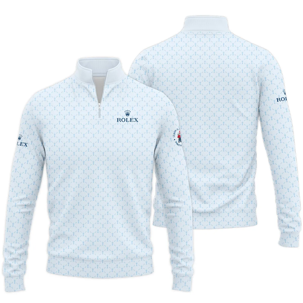 Golf Sport Pattern Blue Sport Uniform 124th U.S. Open Pinehurst Rolex Quarter-Zip Jacket Style Classic