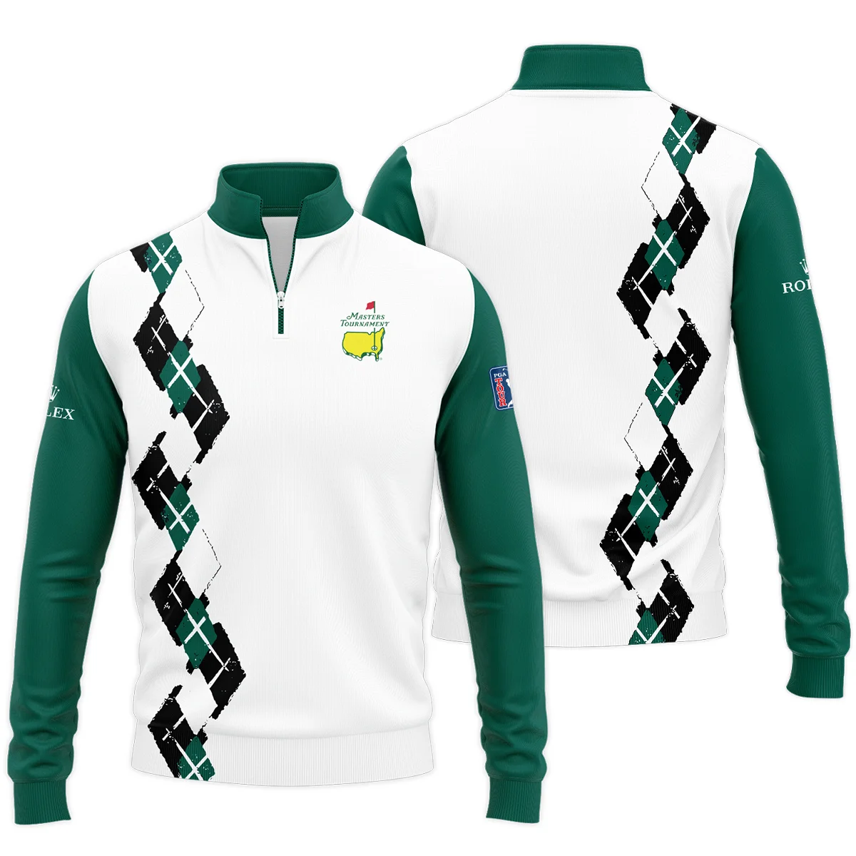 Golf Sport Pattern Green Mix Masters Tournament Rolex Quarter-Zip Jacket Style Classic