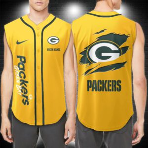 Green Bay Packers NFL Personalized Baseball Tank Tops Sleeveless Jersey