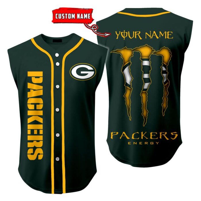 Green Bay Packers Sleeveless Baseball Jersey Tank Top Custom Name BBTJ1045