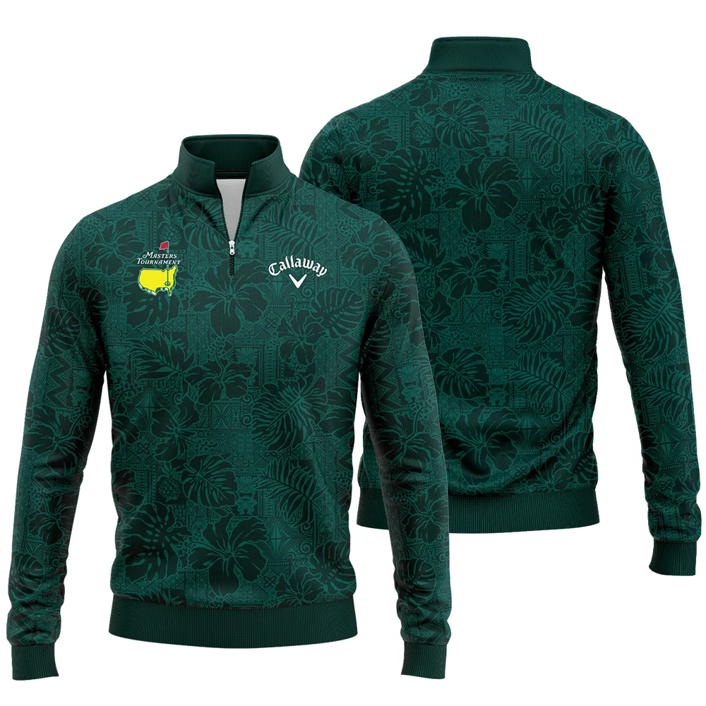 Hibiscus And Tropical Leaves With Tribal Elements Pattern Golf Masters Tournament Callaway Quarter-Zip Jacket