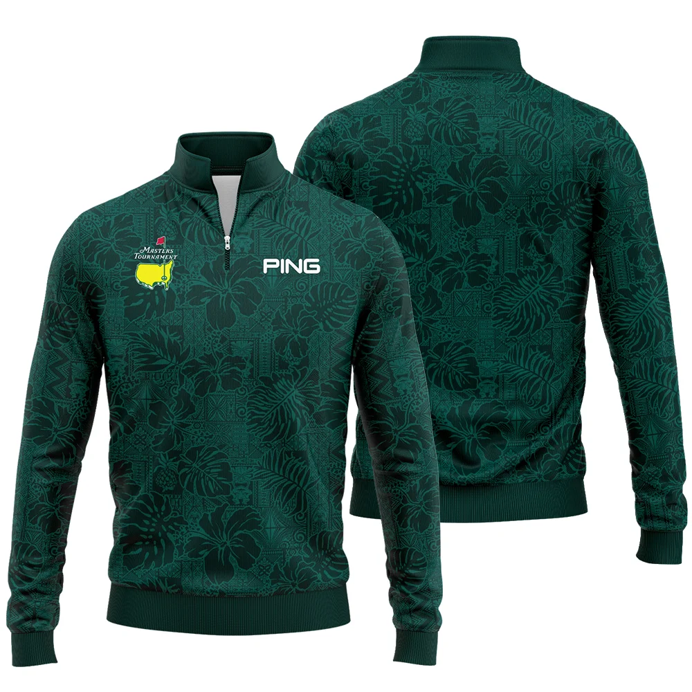 Hibiscus And Tropical Leaves With Tribal Elements Pattern Golf Masters Tournament Ping Quarter-Zip Jacket