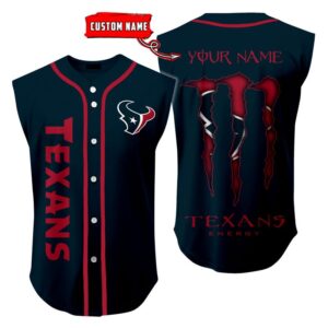 Houston Texans Sleeveless Baseball Jersey Tank Top Custom Name BBTJ1044