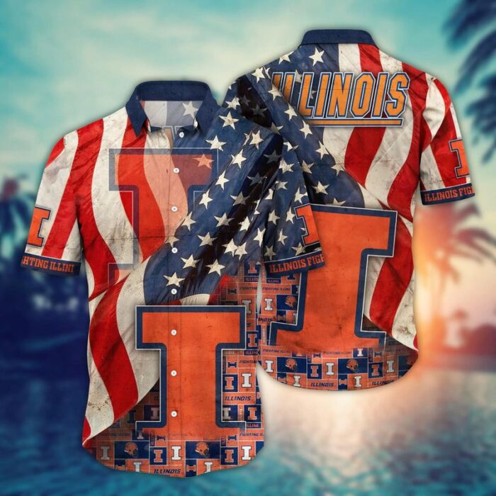 Illinois Fighting Illini NCAA Independence Day Hawaii Shirt Summer Shirt HSW1022