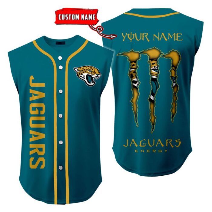 Jacksonville Jaguars Sleeveless Baseball Jersey Tank Top Custom Name BBTJ1047