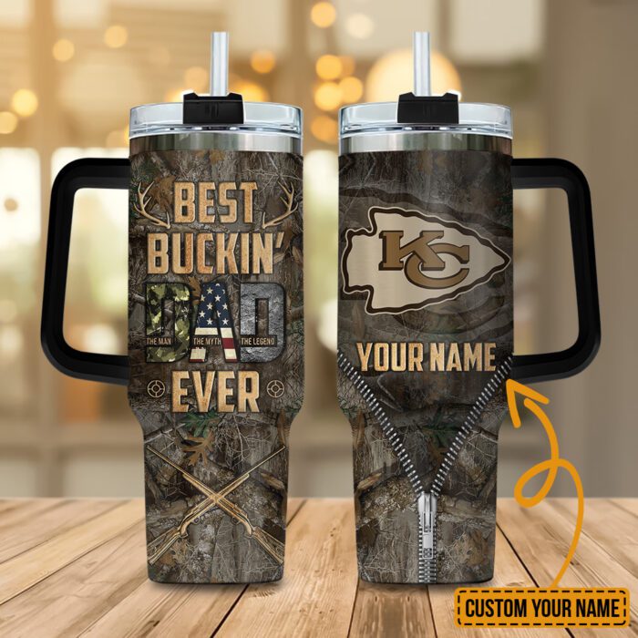 Kansas City Chiefs NFL Best Bucking Dad Personalized Stanley Tumbler 40Oz