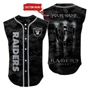Las Vegas Raiders Camo Sleeveless Baseball Jersey Tank Top Custom Name BBTJ1081