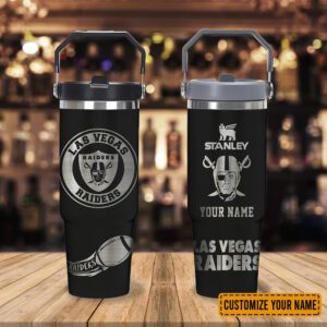 Las Vegas Raiders NFL Football Personalized Stanley IceFlow Flip Straw Tumbler 30Oz