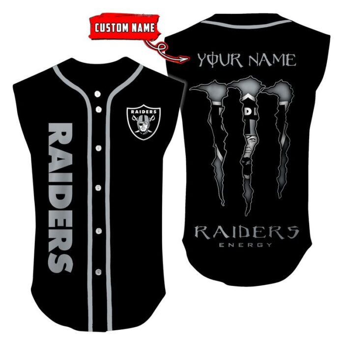 Las Vegas Raiders Sleeveless Baseball Jersey Tank Top Custom Name BBTJ1043