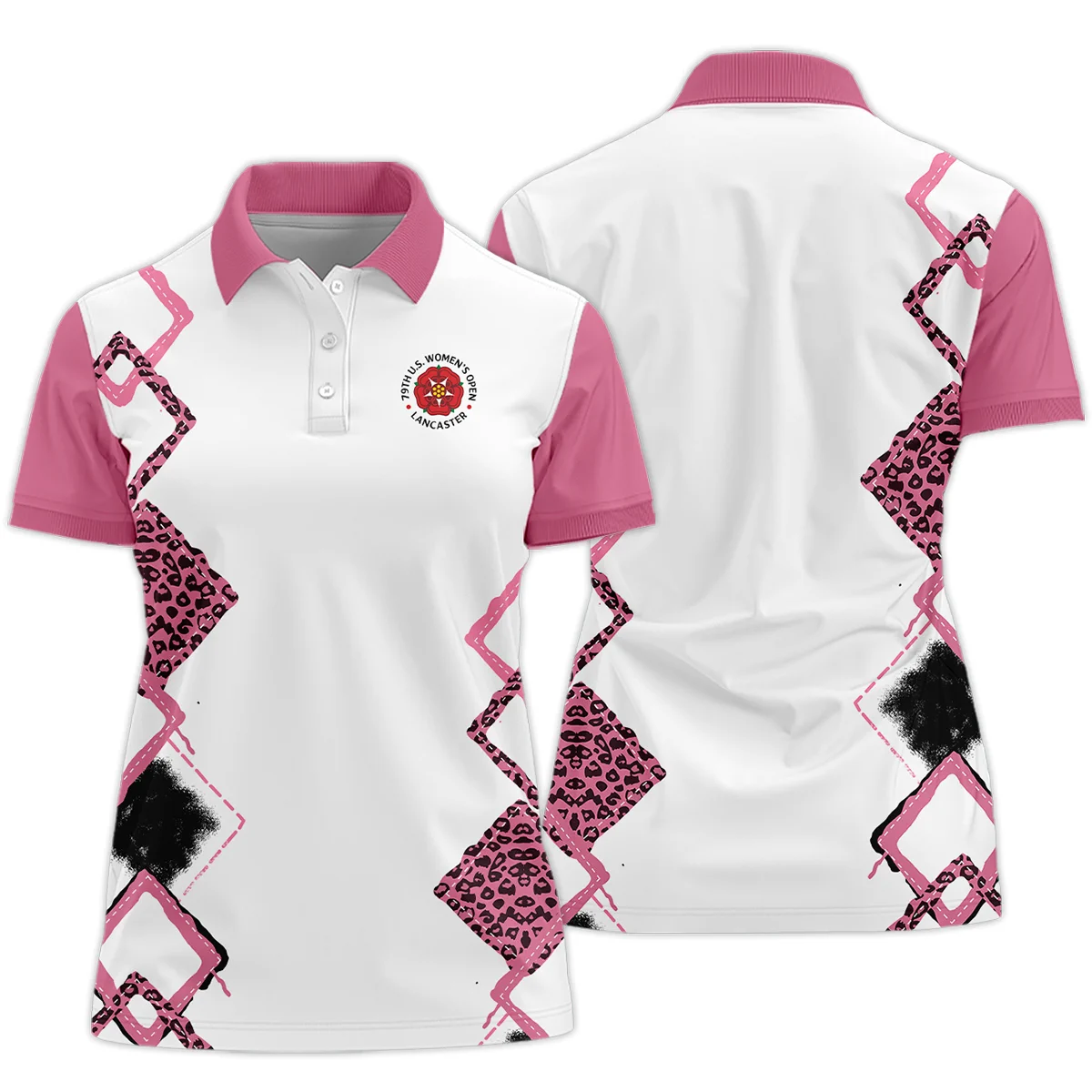 Leopard Golf Color Pink 79th U.S. Women's Open Lancaster Polo Shirt Pink Color Polo Shirt