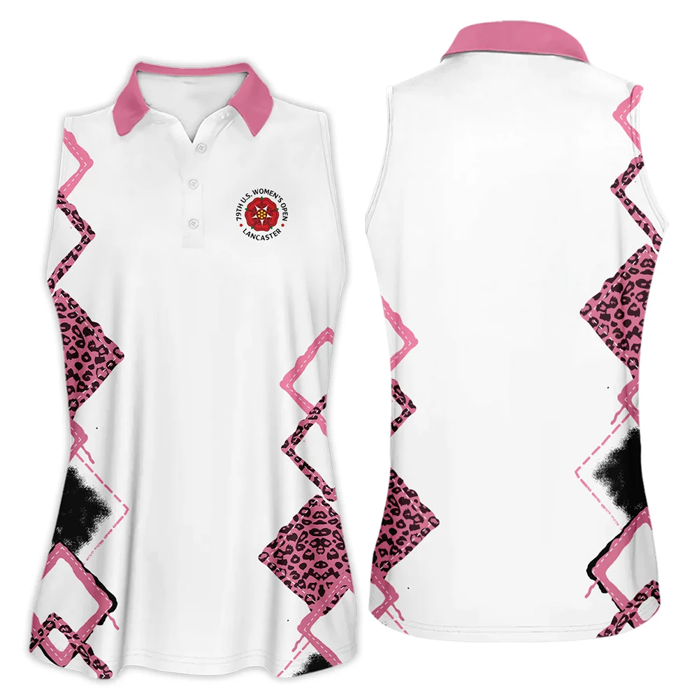Leopard Golf Color Pink 79th U.S. Women's Open Lancaster Sleeveless Polo Shirt Pink Color Sleeveless Polo Shirt