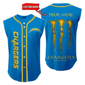 Los Angeles Chargers Sleeveless Baseball Jersey Tank Top Custom Name BBTJ1052