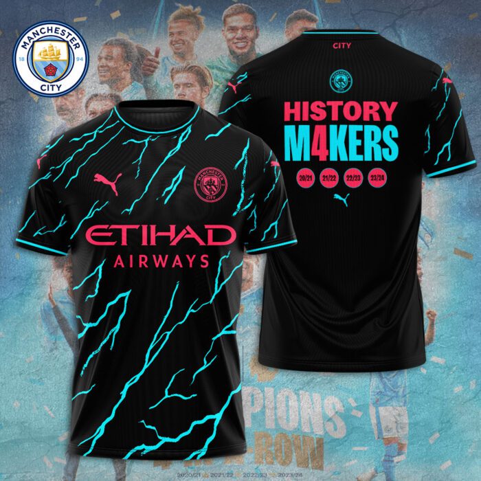 Manchester City Champions 4 In Row Premier League 2024 Unisex T-Shirt TSM1001