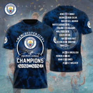 Manchester City Champions 4 In Row Premier League 2024 Unisex T-Shirt TSM1002