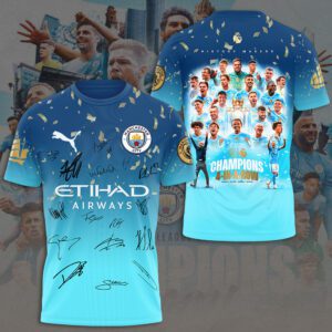 Manchester City Champions 4 In Row Premier League 2024 Unisex T-Shirt TSM1005
