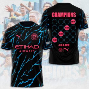 Manchester City Champions 4 In Row Premier League 2024 Unisex T-Shirt TSM1008