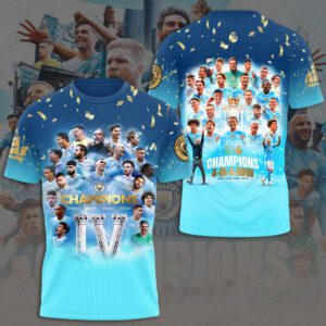 Manchester City Champions 4 In Row Premier League 2024 Unisex T-Shirt TSM1011