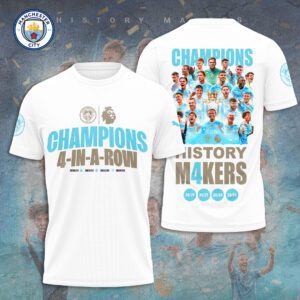 Manchester City Champions 4 In Row Premier League 2024 Unisex T-Shirt TSM1013