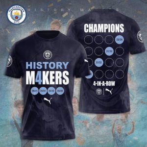 Manchester City Champions 4 In Row Premier League 2024 Unisex T-Shirt TSM1018