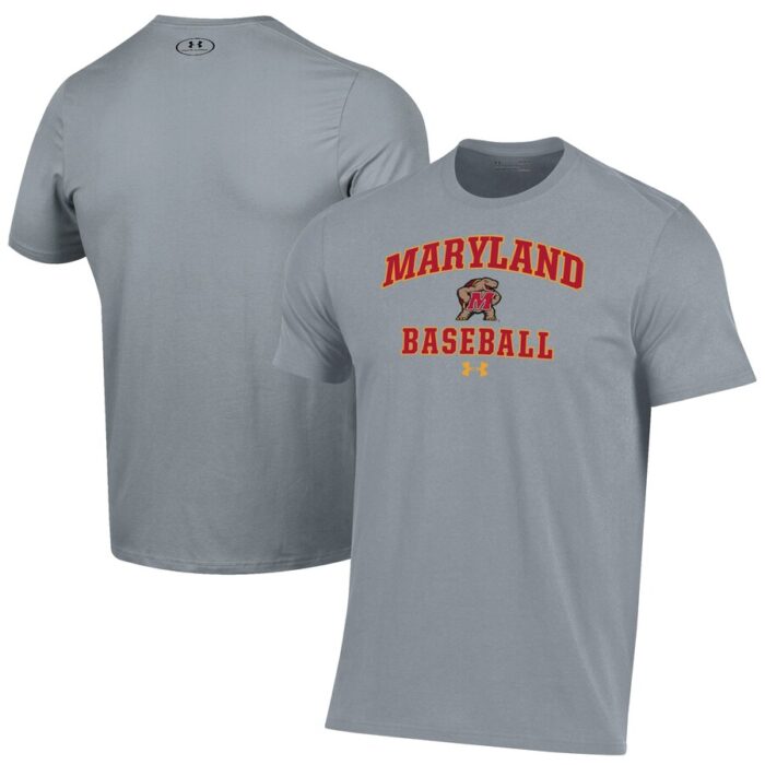 Maryland Terrapins Under Armour Baseball Performance T-Shirt - Gray