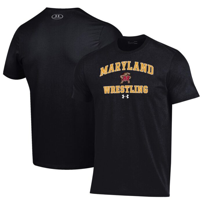 Maryland Terrapins Under Armour Wrestling Arch Over Performance T-Shirt - Black