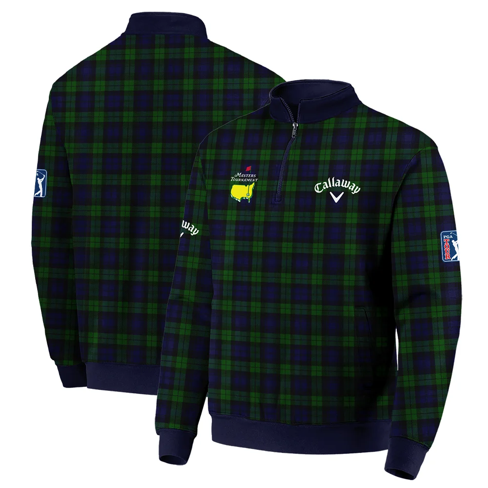 Masters Tournament Callaway Golf Quarter-Zip Jacket Sports Green Purple Black Watch Tartan Plaid Quarter-Zip Jacket